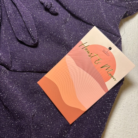 Heart&Moon Fit & Flare Long Sleeve Bodycon MIDI Dress Glittery Purple Sz XL NEW - Picture 9 of 9